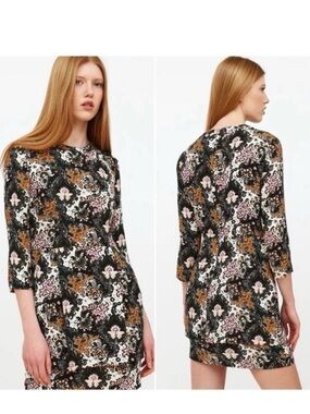 A.L.C. Tordi Silk Crepe Abstract Ikat Floral Paisley Sheath Mini Dress Size 2